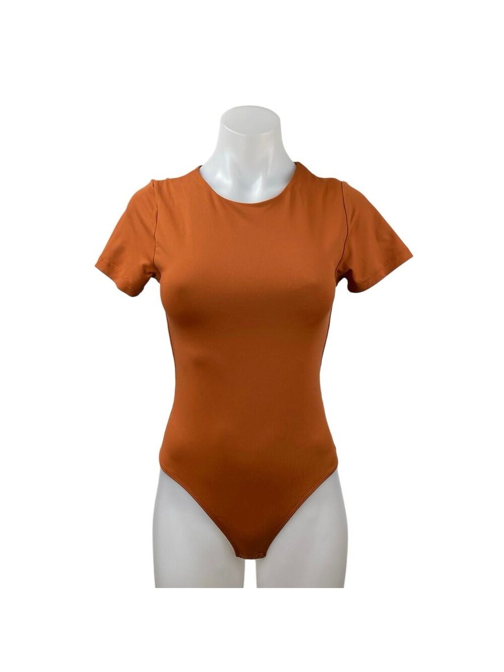 House of Harlow 1960 Women's Rust Orange Crew Neck Short Sleeve Bodysuit Top S